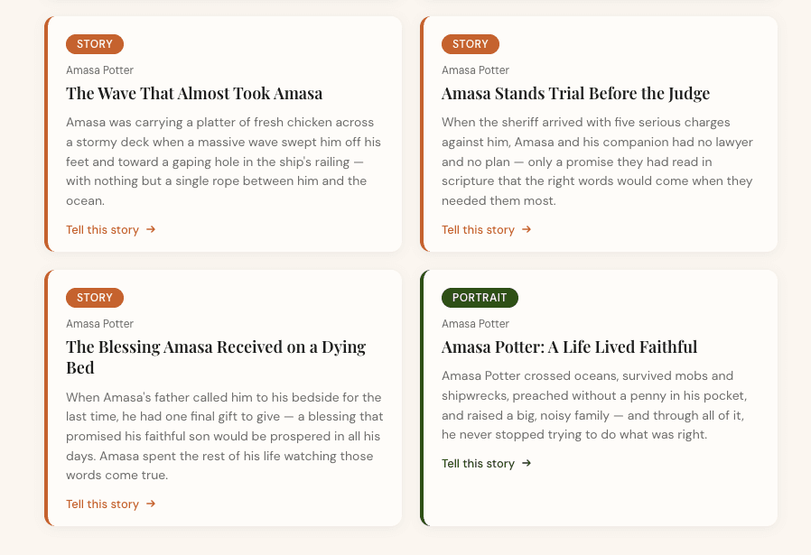 Story candidates screen