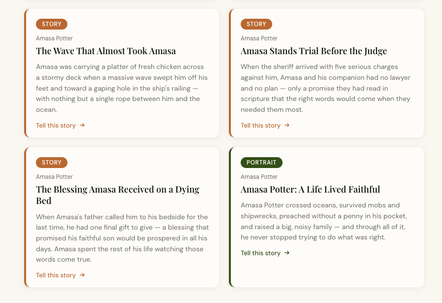 Story candidates screen